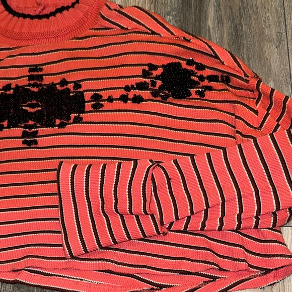 Free People "We The Free" Avalanche Striped Ribbed Cropped Oversized Tee Sz XS - Picture 6 of 12